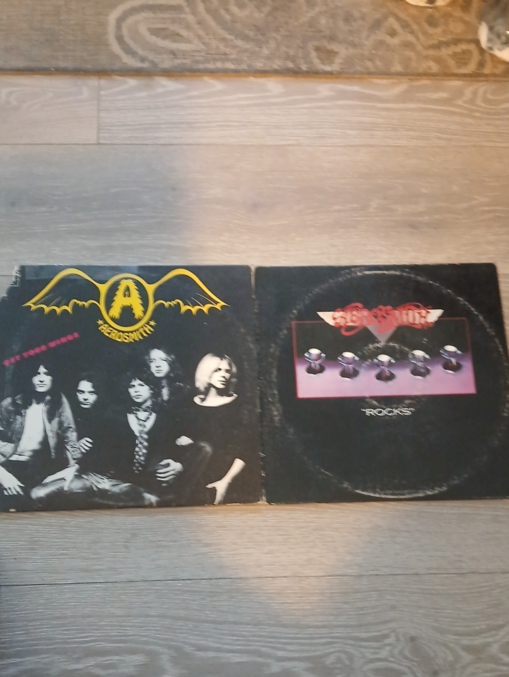 Aerosmith Get Your Wings + Aerosmith "Rocks" Vinyl Album Lot - Black Covers